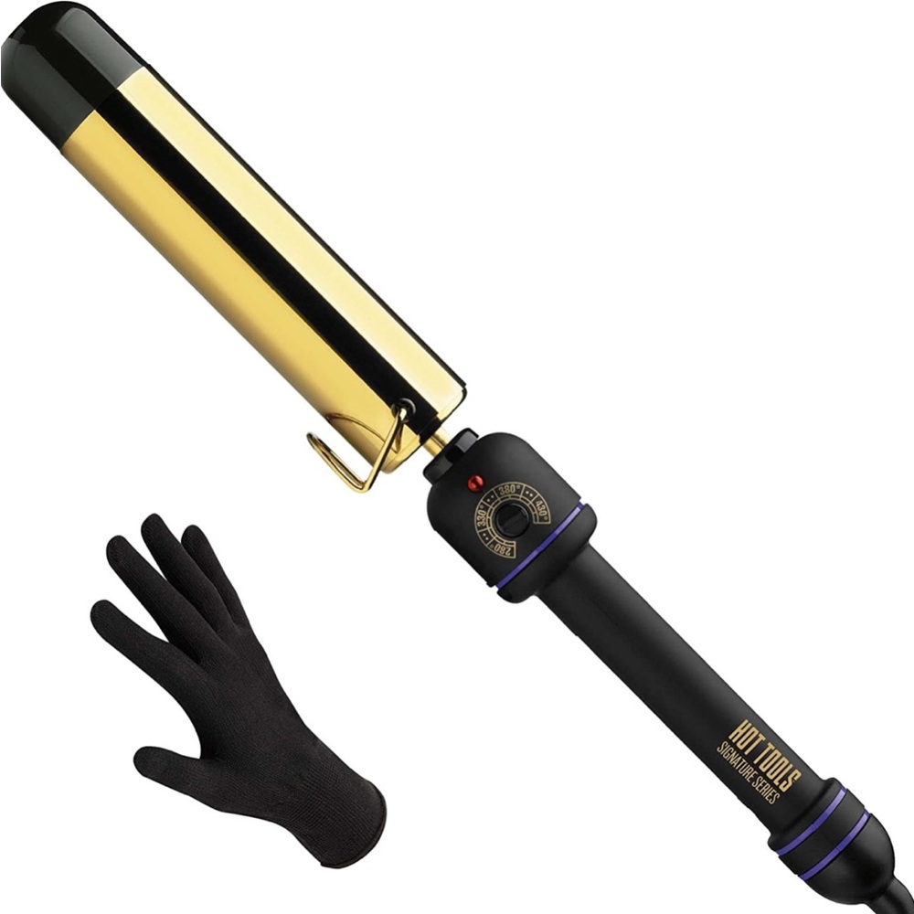 HOT TOOLS Pro Signature Flipperless Gold Curling Wand, 1-1/2", Black/Gold